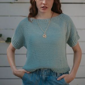 Ursa hand knit boxy short sleeved sweater